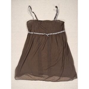 St. Even Pijamas Brown Sheer Mesh Babydoll Chemise Lingerie Top Size M 10747